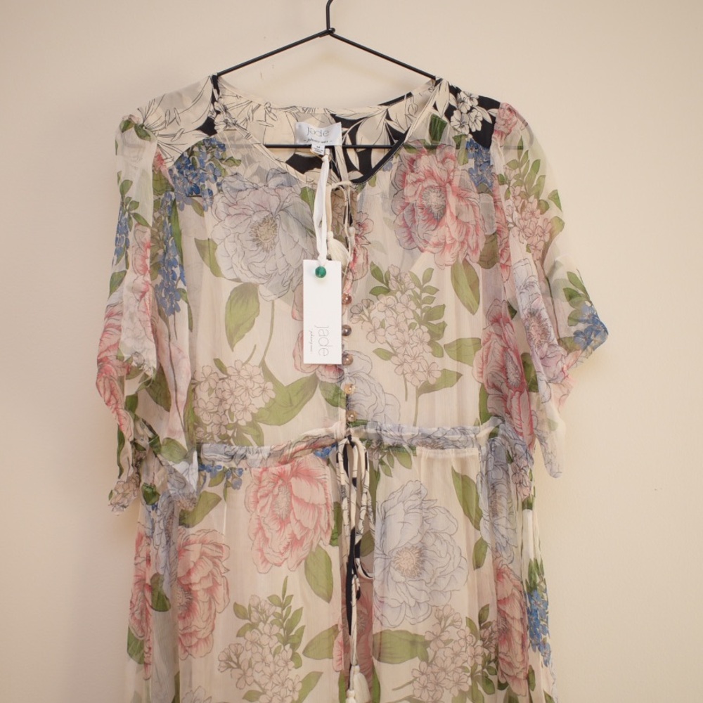 NWT Jade by Johnny Was Marion Mixed Floral Midi Dress Sz M - Picture 3 of 8